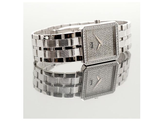 Piaget Protocol Herrenuhr Groß Weißgold Diamant Pavé Vintage - Ansicht 19
