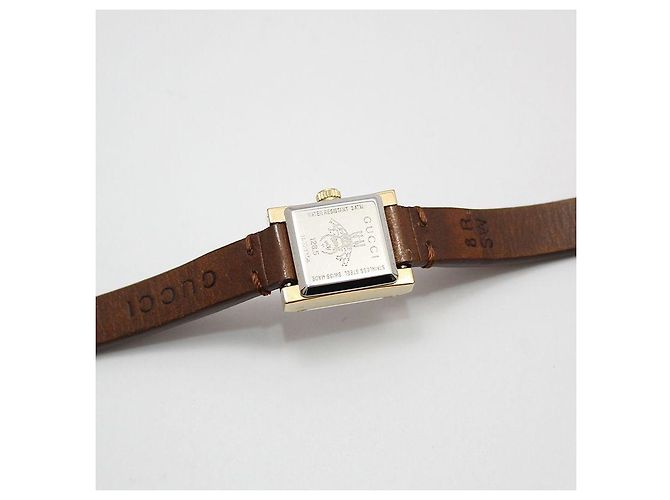 Gucci Reloj de cuarzo cuadrado de doble correa, chapado en oro Castaño - vista 13