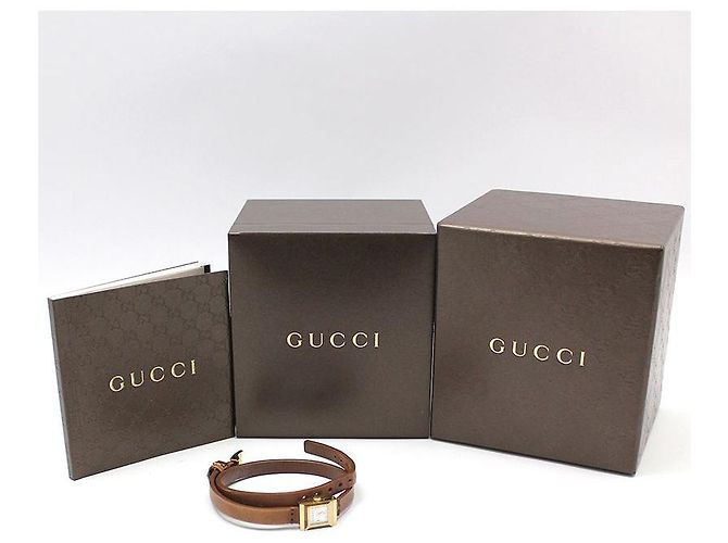 Gucci Reloj de cuarzo cuadrado de doble correa, chapado en oro Castaño - vista 2