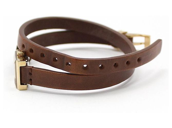 Gucci Reloj de cuarzo cuadrado de doble correa, chapado en oro Castaño - vista 4