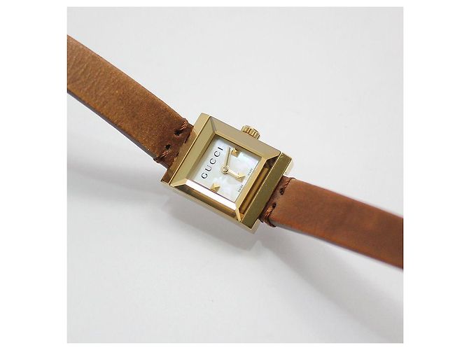 Gucci Reloj de cuarzo cuadrado de doble correa, chapado en oro Castaño - vista 7