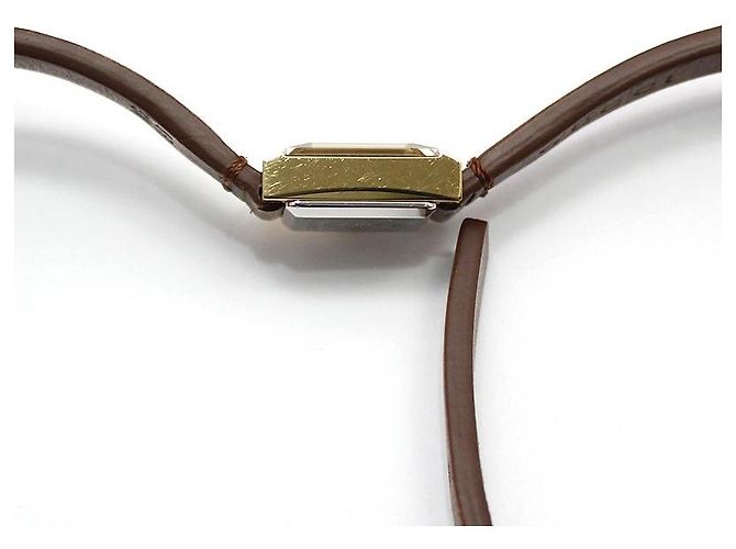 Gucci Reloj de cuarzo cuadrado de doble correa, chapado en oro Castaño - vista 9