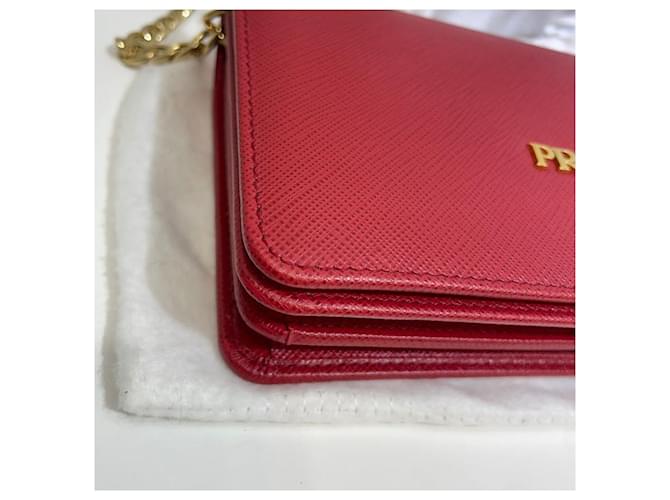 Prada Borsa a tracolla Saffiano Lux Chain Rosso - vista 6