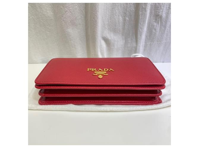 Prada Borsa a tracolla Saffiano Lux Chain Rosso - vista 7