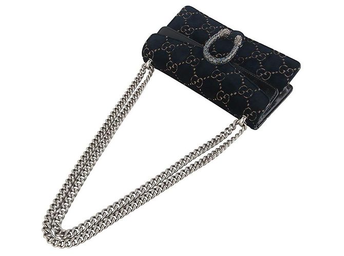 Gucci Piccola borsa a tracolla Dionysus in velluto con catena Nero - vista 4