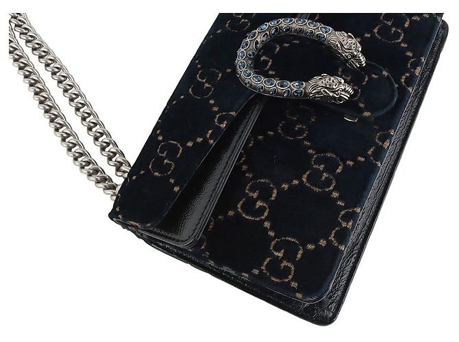 Gucci Piccola borsa a tracolla Dionysus in velluto con catena Nero - vista 5