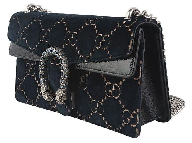 Gucci Piccola borsa a tracolla Dionysus in velluto con catena Nero - vista 8