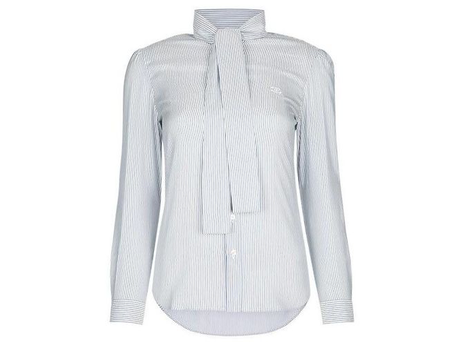 Céline Camicia Mia Lavalier in seta a righe - vista 4