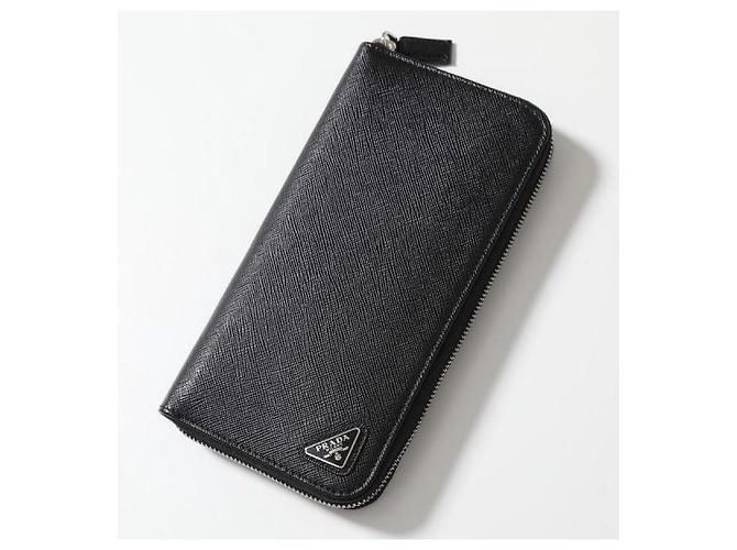 Prada Saffiano Zip Long Wallet Black - view 3