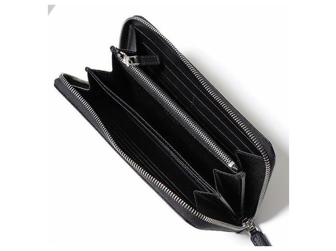 Prada Saffiano Zip Long Wallet Black - view 5