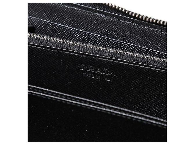 Prada Saffiano Zip Long Wallet Black - view 6
