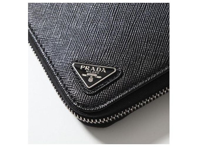 Prada Saffiano Zip Long Wallet Black - view 7
