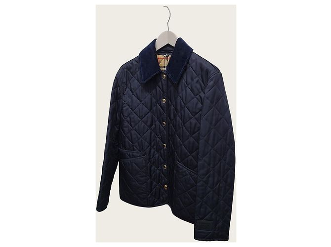 Burberry Mit Diamantsteppung und Cordkragen in Mitternachtsblau - Ansicht 2