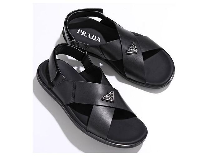 Prada Sandali in pelle nera Nero - vista 3