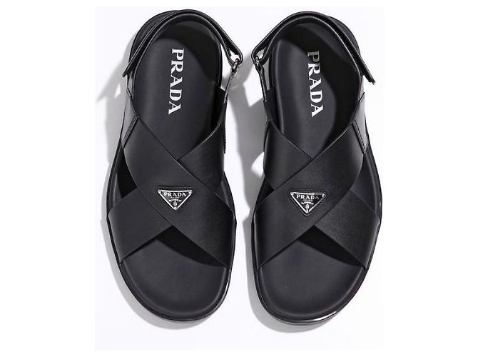 Prada Sandali in pelle nera Nero - vista 5