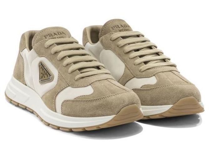 Prada Sneakers Fracs in scamosciato e re-nylon Bianco - vista 4
