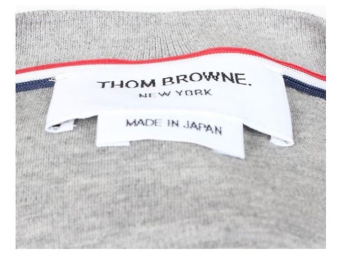 Thom Browne Baumwoll-T-Shirt mit diagonalem Armband und kurzen Ärmeln Grau Braun - Ansicht 6