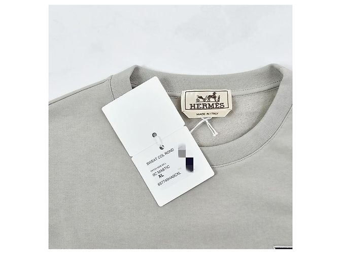 Hermès Pull à manches longues col rond avec détail Ex-Libris Blanc - vue 10