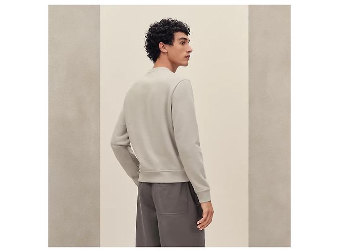 Hermès Pull à manches longues col rond avec détail Ex-Libris Blanc - vue 3