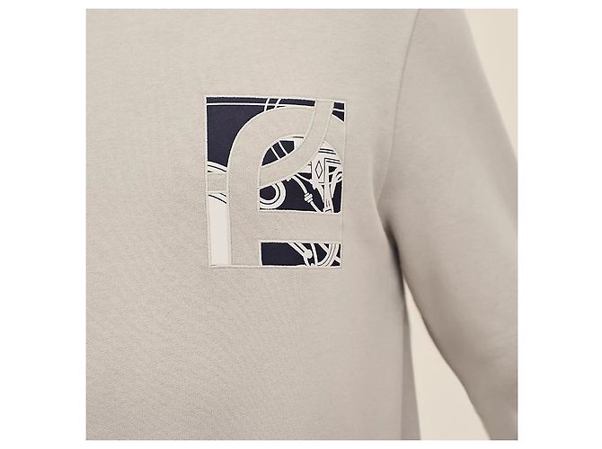 Hermès Pull à manches longues col rond avec détail Ex-Libris Blanc - vue 4