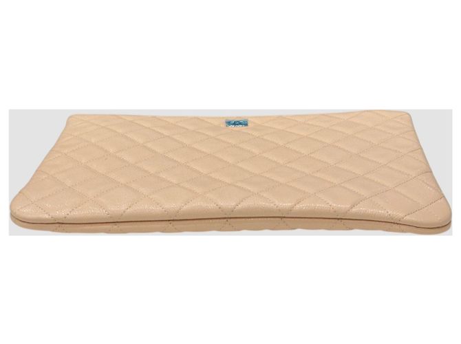 Timeless Chanel Clutch Classic Medium Rosa Beige Caviar con Chip Marrone - vista 6