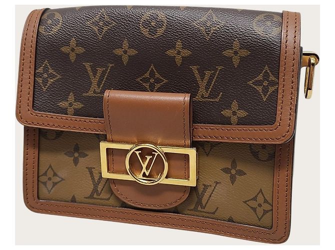 Louis Vuitton Mini bolso de hombro Dolphin en lona Monogram Reverse Castaño - vista 2