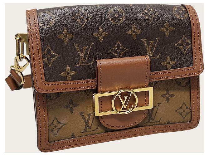 Louis Vuitton Mini bolso de hombro Dolphin en lona Monogram Reverse Castaño - vista 3