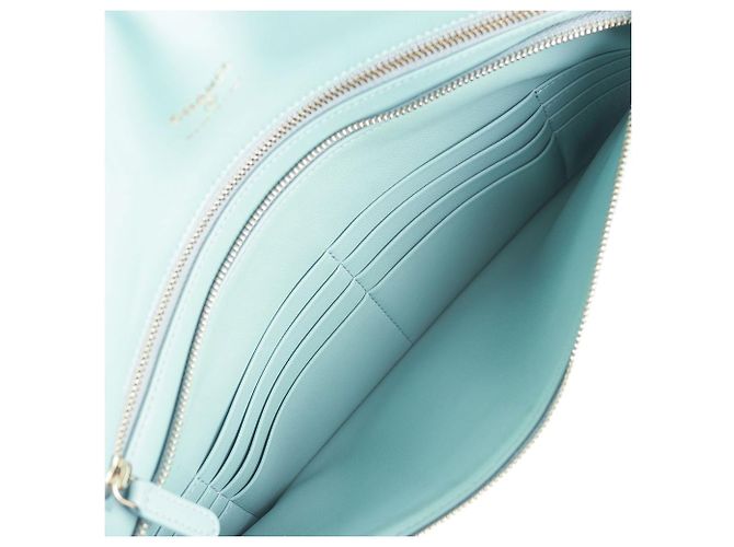 Chanel Clutch pieghevole con patta in pelle di vitello lucida Blu - vista 7