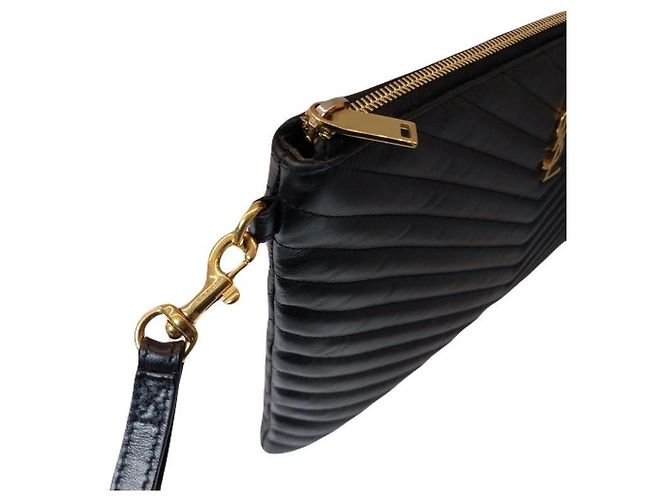 Saint Laurent Clutch Matelassé Monogramma Chevron Nero YSL - vista 2