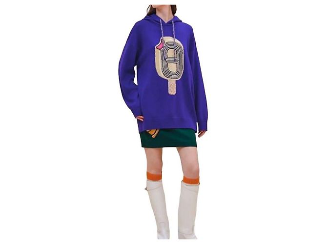 Hermès Kapuzenpullover mit langen Ärmeln aus Kaschmir mit lustigem Eiscreme-Motiv Mehrfarben - Ansicht 2