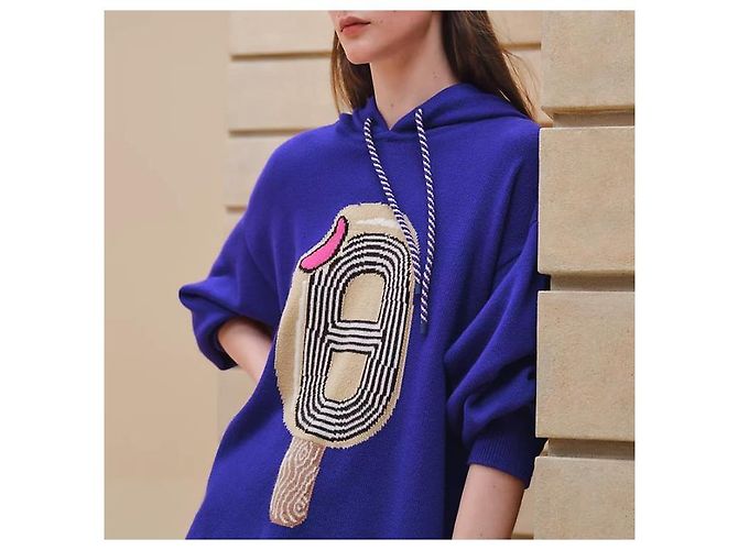 Hermès Kapuzenpullover mit langen Ärmeln aus Kaschmir mit lustigem Eiscreme-Motiv Mehrfarben - Ansicht 5