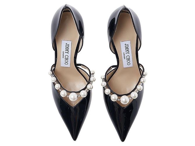 Jimmy Choo Décolleté con cinturino di perle da donna Nero Bianco - vista 6