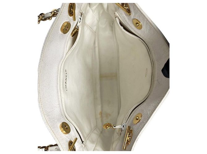 Chanel Borsa a Spalla White Caviar Big CC Chain Bianco - vista 12