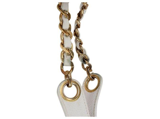 Chanel Borsa a Spalla White Caviar Big CC Chain Bianco - vista 9