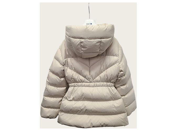 Moncler Chaqueta corta acolchada beige con capucha y cinturón Castaño - vista 4
