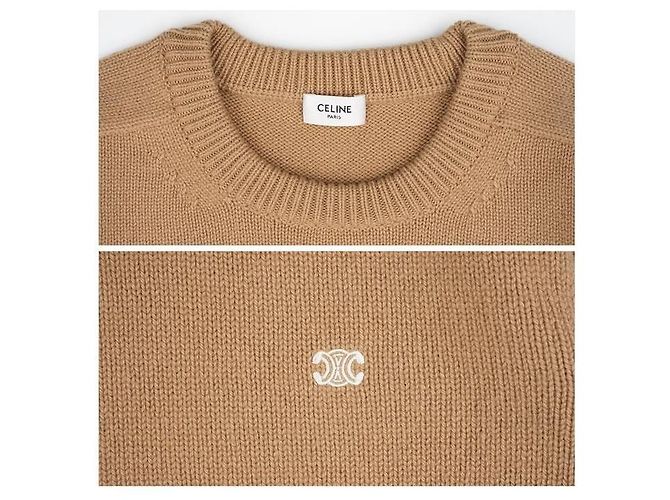 Céline Triofe Wool Cashmere Crewneck Sweater Orange - view 3