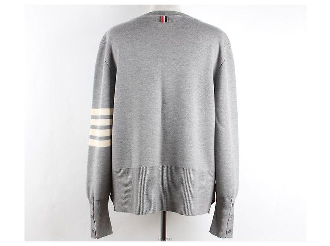 Thom Browne Diagonales Armband Milano Strick Grau Braun - Ansicht 5