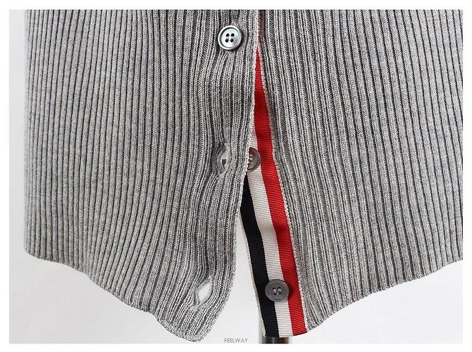 Thom Browne Diagonales Armband Milano Strick Grau Braun - Ansicht 8