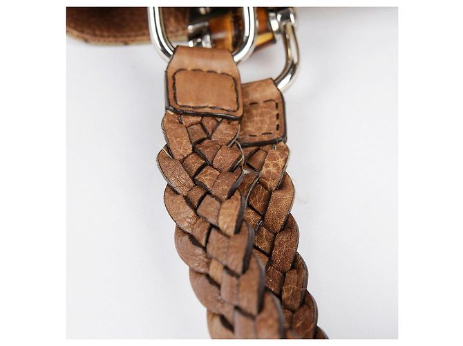 Bamboo Gucci Bolsa Tote com acabamento em couro marrom e decoração de bambu - vista 21