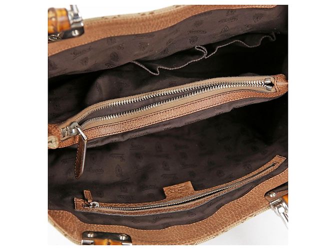 Bamboo Gucci Bolsa Tote com acabamento em couro marrom e decoração de bambu - vista 23