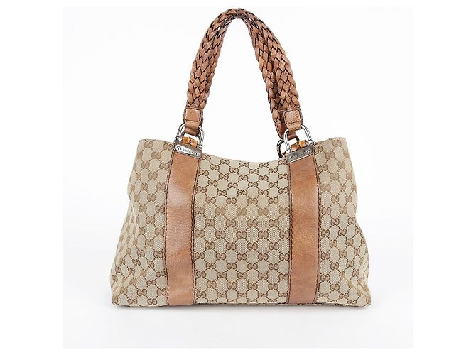 Bamboo Gucci Bolsa Tote com acabamento em couro marrom e decoração de bambu - vista 7