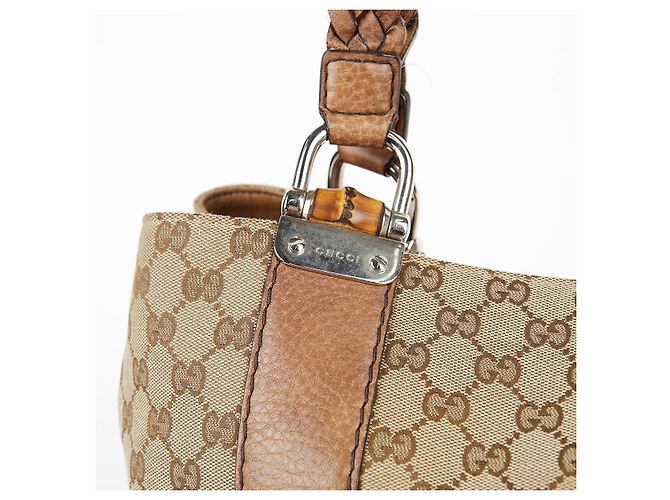 Bamboo Gucci Bolsa Tote com acabamento em couro marrom e decoração de bambu - vista 8