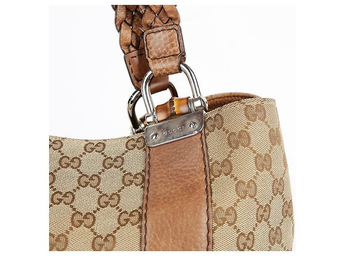 Bamboo Gucci Bolsa Tote com acabamento em couro marrom e decoração de bambu - vista 9
