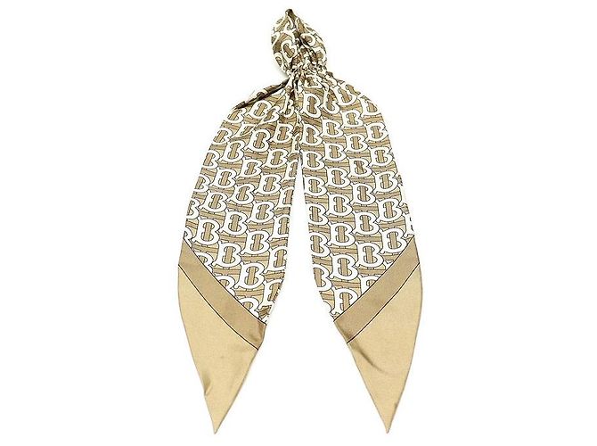 Burberry Foulard per capelli in seta con stampa monogramma TB verde oliva pallido - vista 2