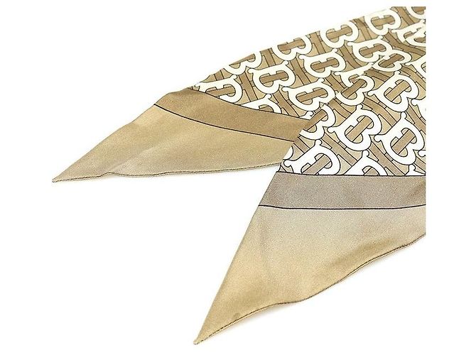 Burberry Foulard per capelli in seta con stampa monogramma TB verde oliva pallido - vista 3