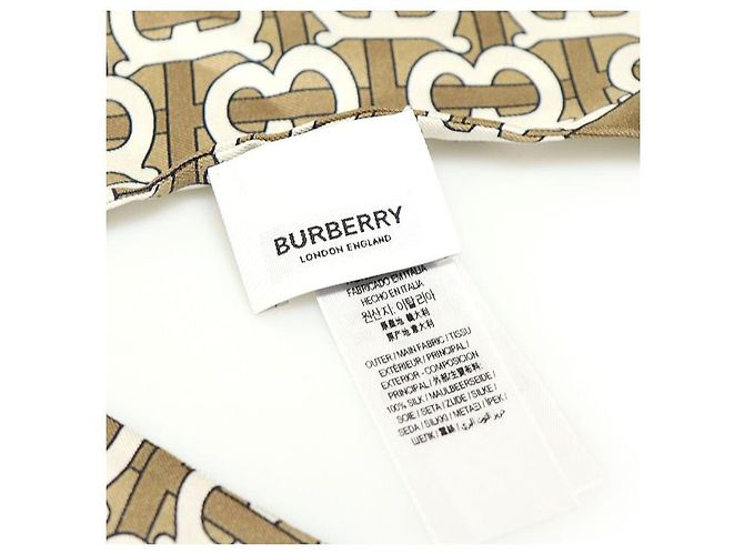 Burberry Foulard per capelli in seta con stampa monogramma TB verde oliva pallido - vista 7