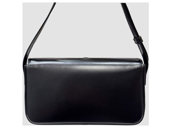 Céline Borsa a tracolla Claude in pelle di vitello lucida nera Nero - vista 10