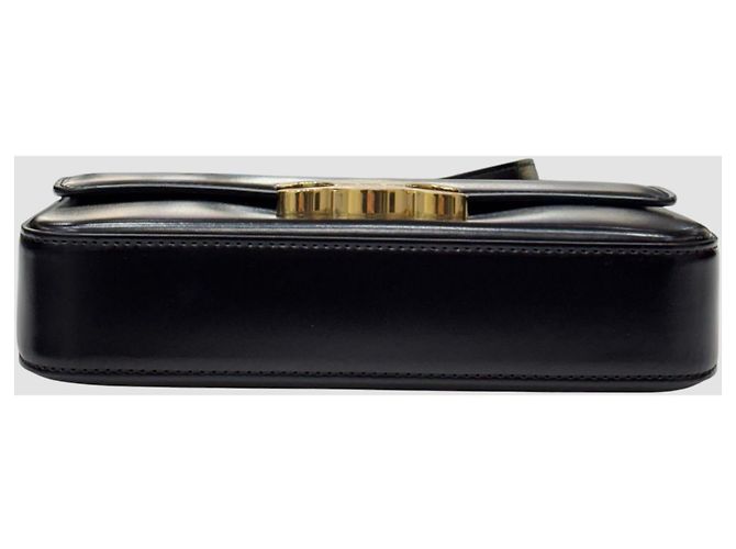 Céline Borsa a tracolla Claude in pelle di vitello lucida nera Nero - vista 9