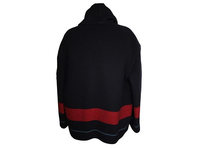 Hermès Giacca corta in cashmere con revers e fodera blu navy e rosso pavone - vista 2