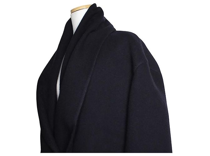 Hermès Giacca corta in cashmere con revers e fodera blu navy e rosso pavone - vista 4